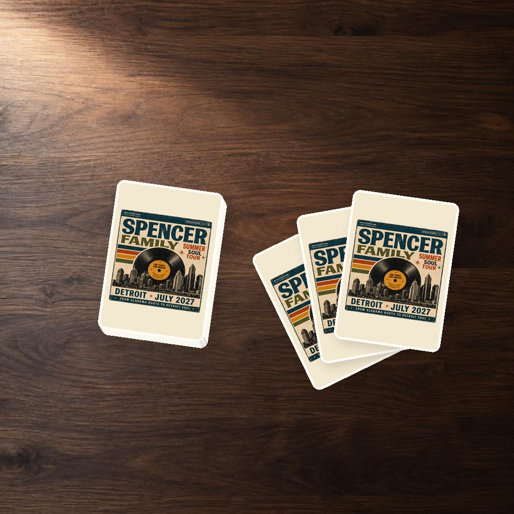 Deck of poker playing cards with the Summer Soul Tour album cover on the card backs